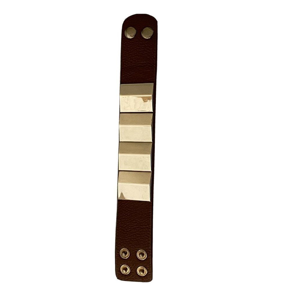 mixed media brown leather wrist band bracelet